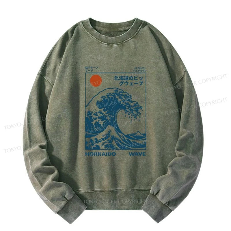 Tokyo-Tiger Hokkaido Wave Japan Washed Sweatshirt