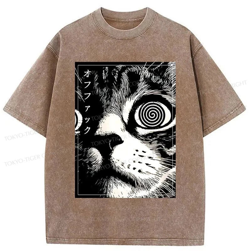 Tokyo-Tiger Scary Cat Japan Washed T-Shirt