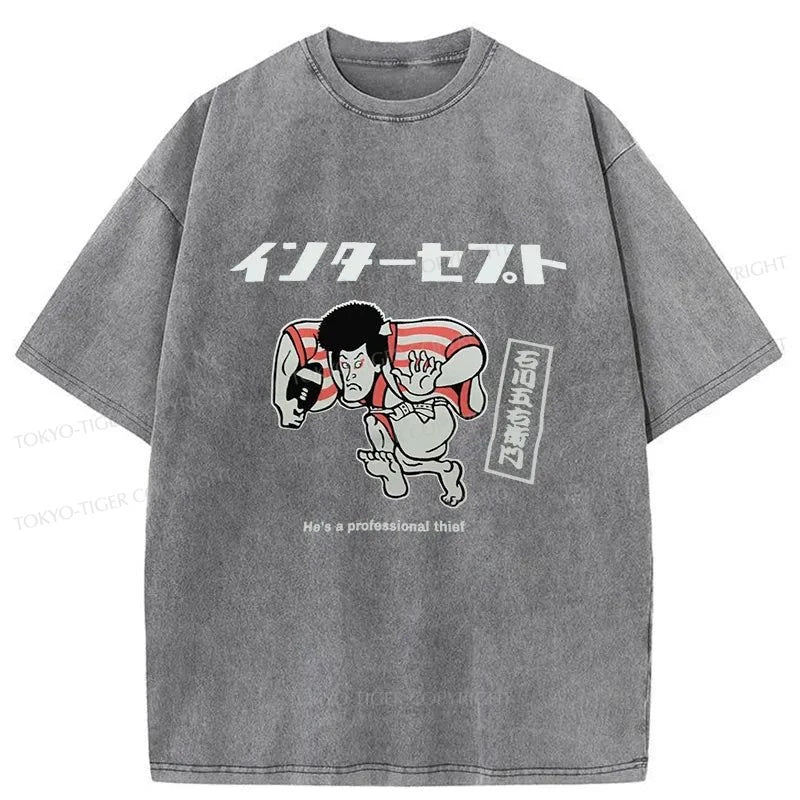 Tokyo-Tiger Samurai Thief Japanese Washed T-Shirt