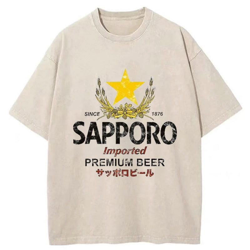Tokyo-Tiger Sapporo Beer Star Japanese Washed T-Shirt
