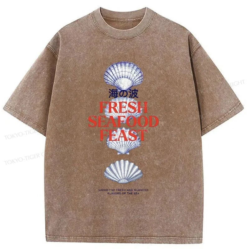 Tokyo-Tiger Fresh Seafood Feast Washed T-Shirt