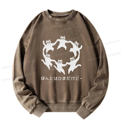 Tokyo-Tiger Leisure Cats Japanese Washed Sweatshirt