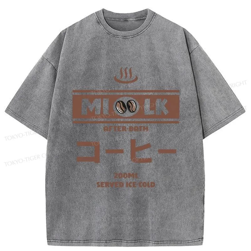 Tokyo-Tiger Onsen Milk Coffee Flavor Japanese Washed T-Shirt