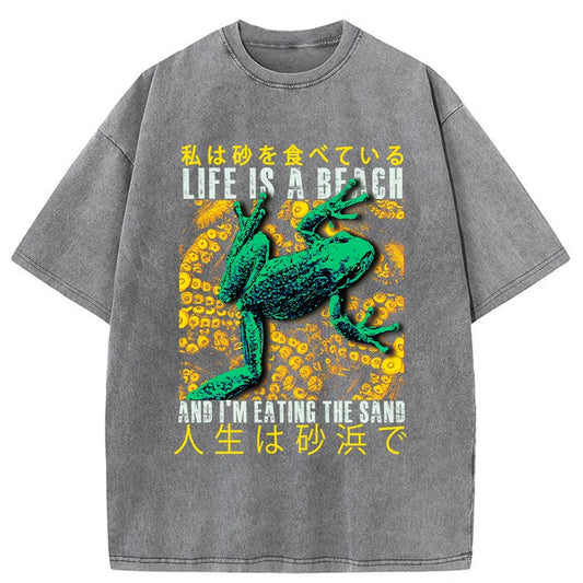 Tokyo-Tiger Life Is A Beach I'M Eating The Sand Washed T-Shirt
