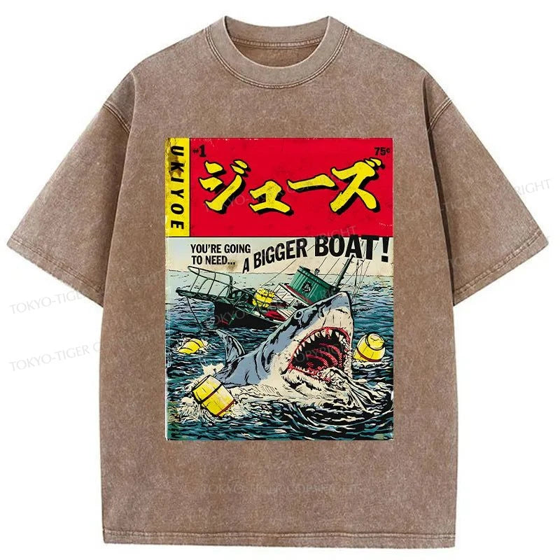 Tokyo-Tiger Killer Shark Poster Washed T-Shirt