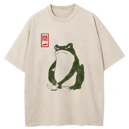 Tokyo-Tiger Woodblock Print Frog Washed T-Shirt