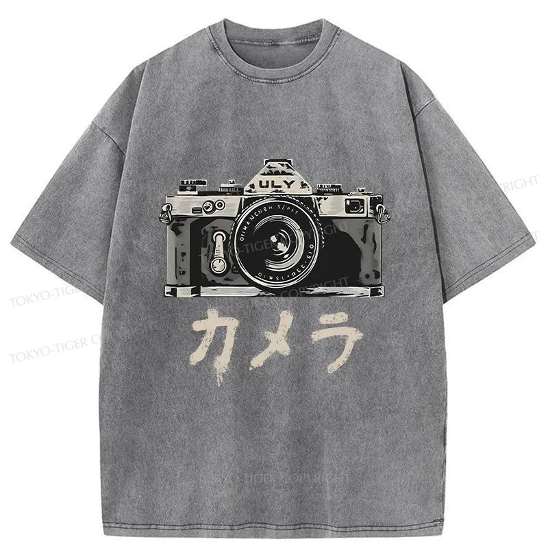 Tokyo-Tiger Japanese Camera Washed T-Shirt