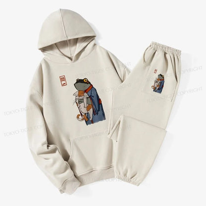 Tokyo-Tiger The Frog Holds The Cat Fleece Lined Hoodie Set