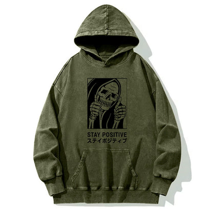 Tokyo-Tiger Stay Positive Skeleton Washed Hoodie