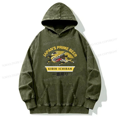 Tokyo-Tiger Kirin Ichiban Beer Logo Japanese Washed Hoodie