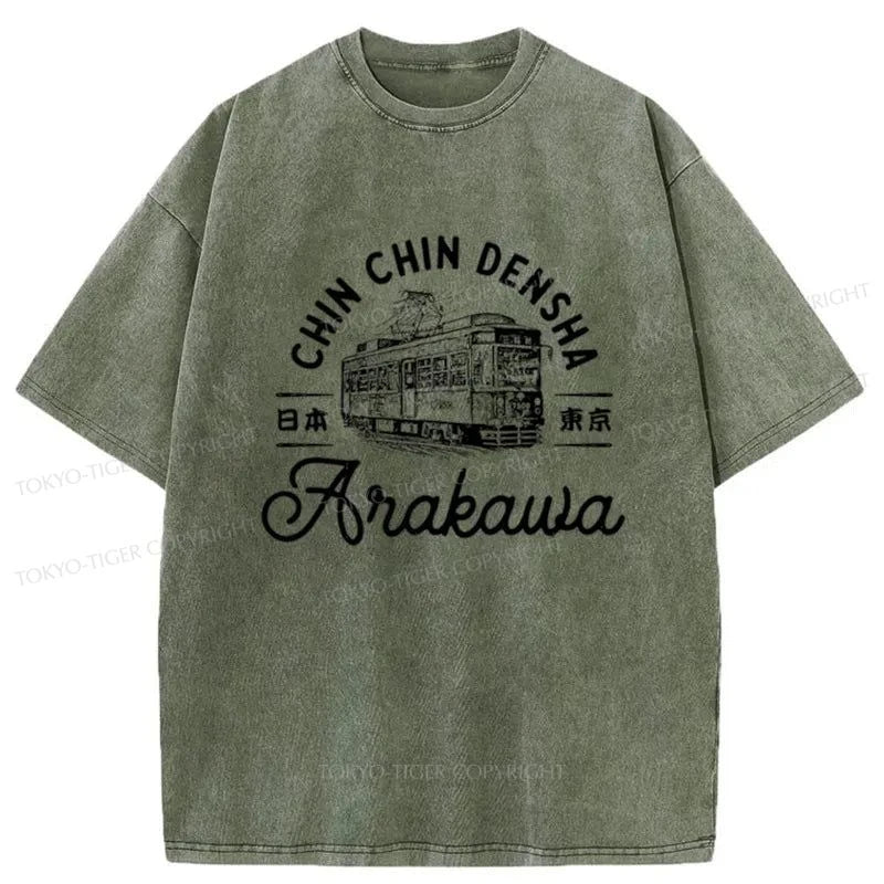 Tokyo-Tiger Arakawa Train Japanese Washed T-Shirt