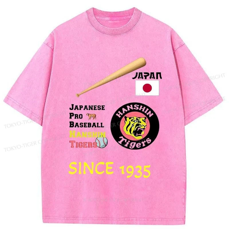 Tokyo-Tiger Japanese Professional Baseball Team Washed T-Shirt