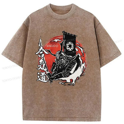 Tokyo-Tiger Samurai And Aikido Washed T-Shirt