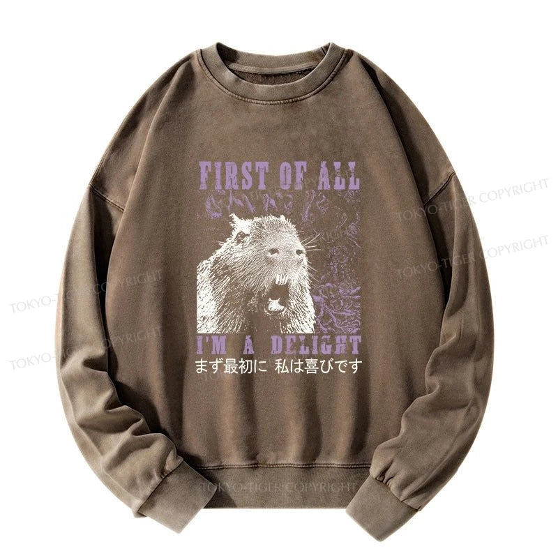 Tokyo-Tiger First Of All I'm A Delight Washed Sweatshirt