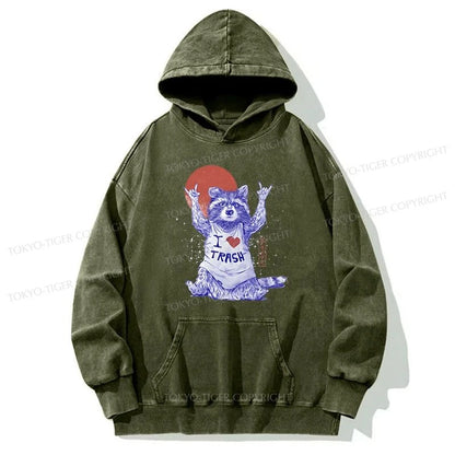 Tokyo-Tiger I love Trash Washed Hoodie