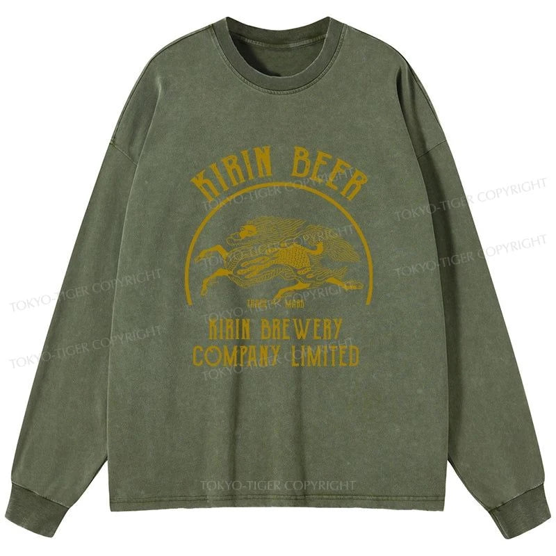 Tokyo-Tiger Kirin Beer Company Washed Long Sleeve T-Shirt