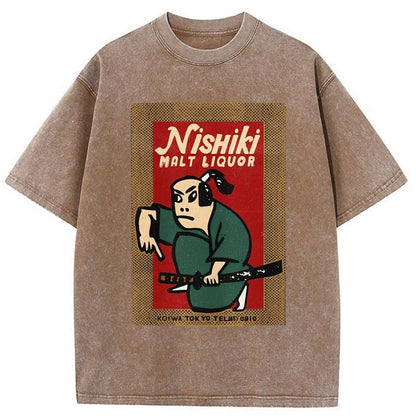 Tokyo-Tiger Samurai Holding Sword Washed T-Shirt