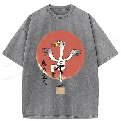 Tokyo-Tiger Karate Crane Japan Washed T-Shirt