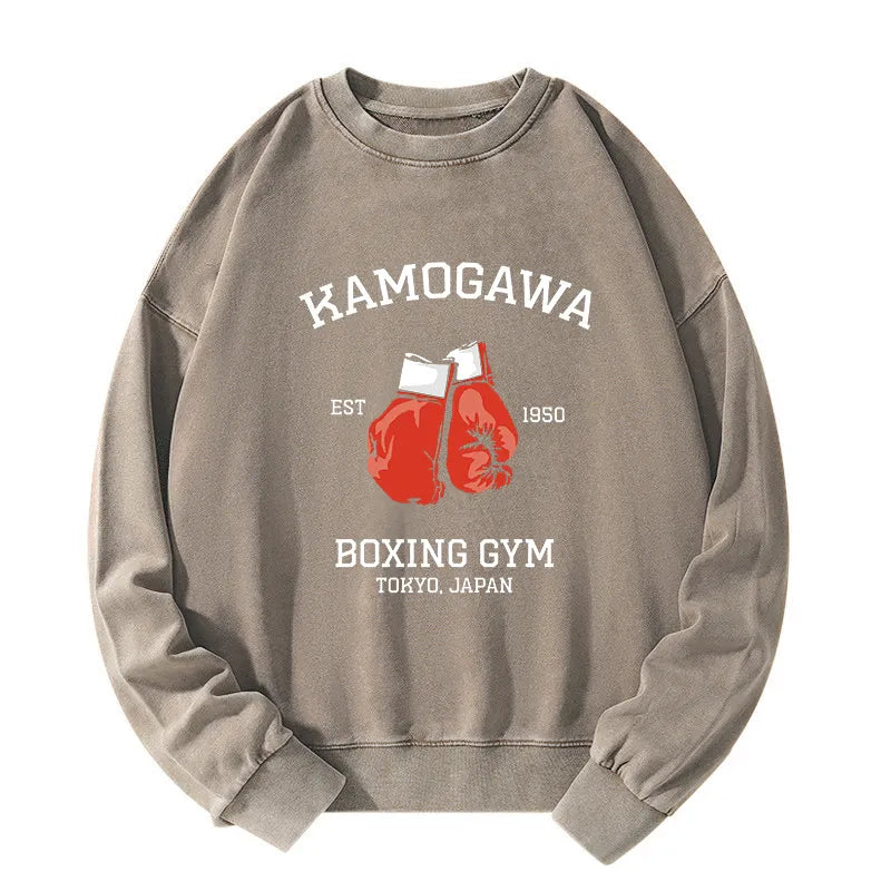 Tokyo-Tiger Retro Boxing Gloves Manga Anime Washed Sweatshirt