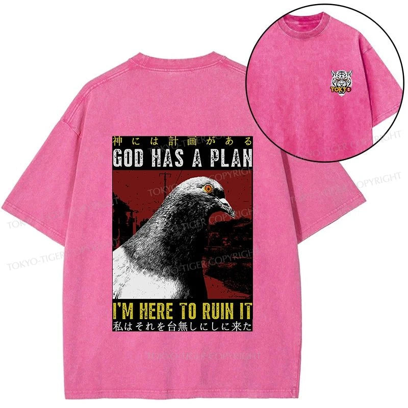 Tokyo-Tiger Pigeons That Want To Break The Plan Front Back Washed T-Shirt