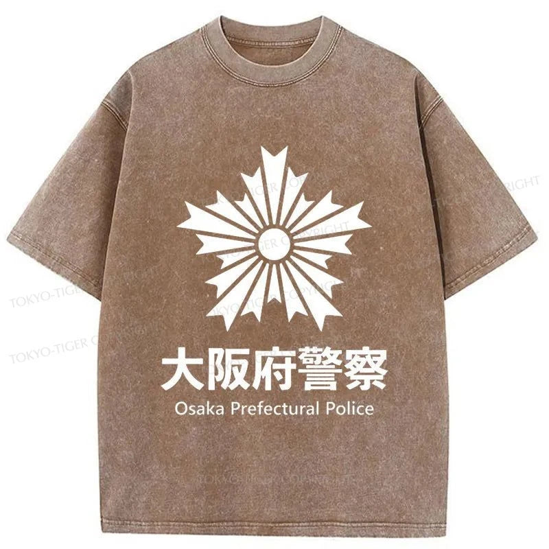 Tokyo-Tiger Osaka Prefectural Police Japanese Washed T-Shirt