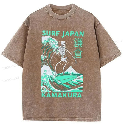 Tokyo-Tiger Surf Japanese Skeleton Washed T-Shirt