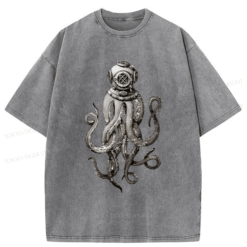 Tokyo-Tiger Terror Octopus Japanese Washed T-Shirt