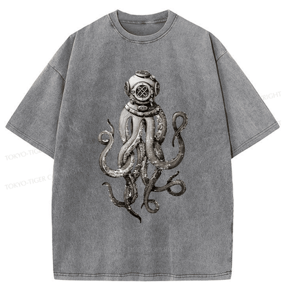 Tokyo-Tiger Terror Octopus Japanese Washed T-Shirt