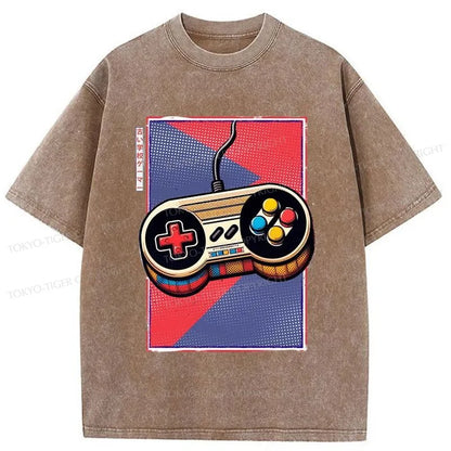 Tokyo-Tiger Gamepad Japanese Washed T-Shirt