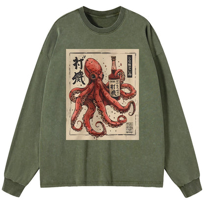 Tokyo-Tiger Osaka Saké Octopus Washed Long Sleeve T-Shirt