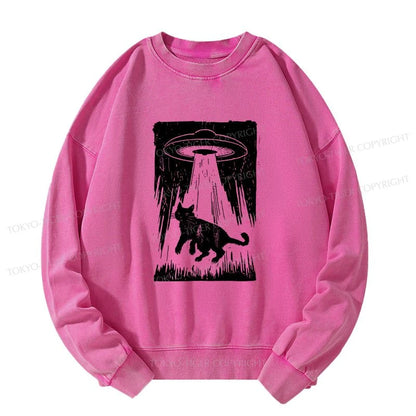 Tokyo-Tiger Cat Kidnapped By Aliens Washed Sweatshirt