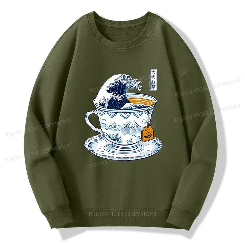 Tokyo-Tiger The Great Kanagawa Tea Wave Sweatshirt