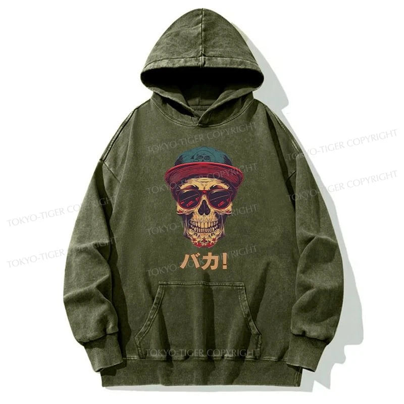 Tokyo-Tiger Fashion Skull Japanese Washed Hoodie