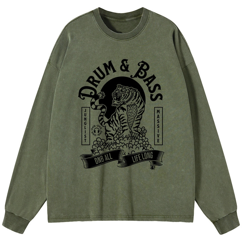 Tokyo-Tiger Drum & Bass Tiger Washed Long Sleeve T-Shirt