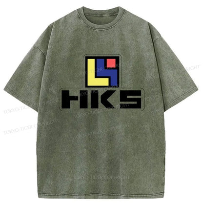 Tokyo-Tiger HKS Retro Logo Racing JDM Washed T-Shirt