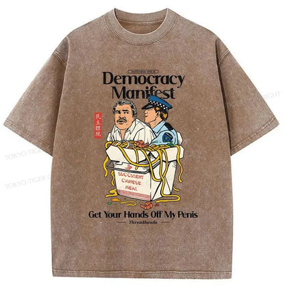 Tokyo-Tiger Democracy Manifest Washed T-Shirt