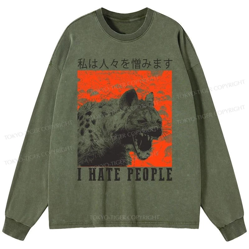 Tokyo-Tiger A Hyena That Hates Humans Washed Long Sleeve T-Shirt