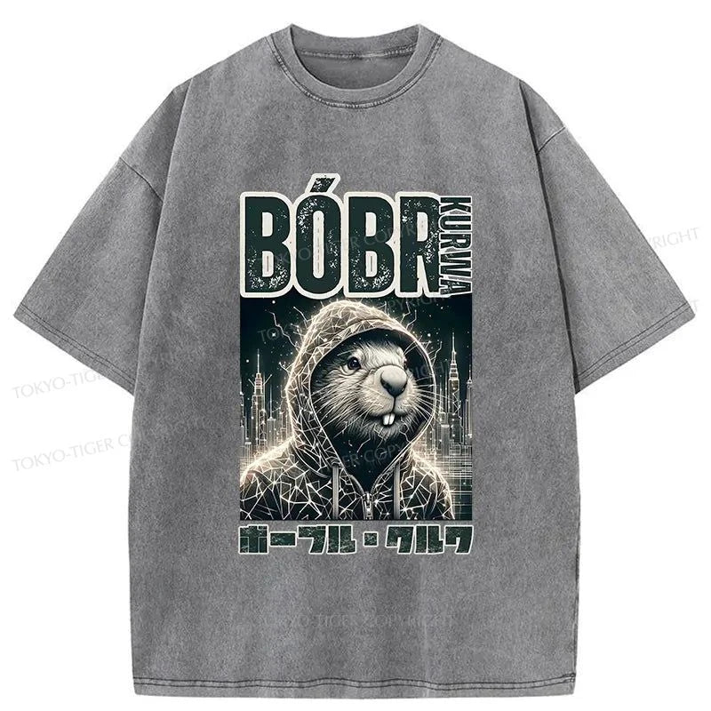 Tokyo-Tiger Bóbr Kurwa Japanese Washed T-Shirt