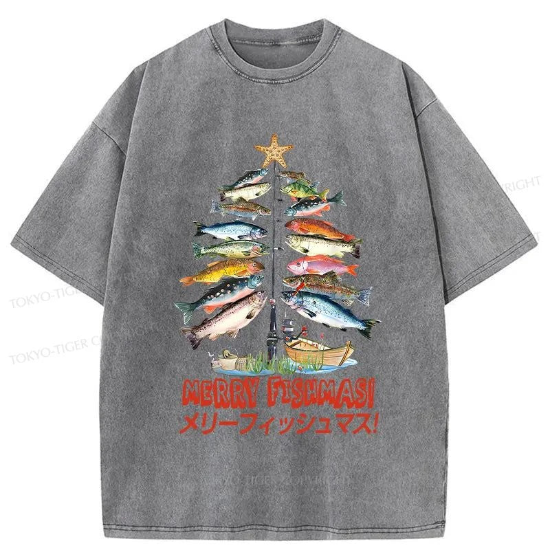 Tokyo-Tiger Christmas Tree Fish Washed T-Shirt