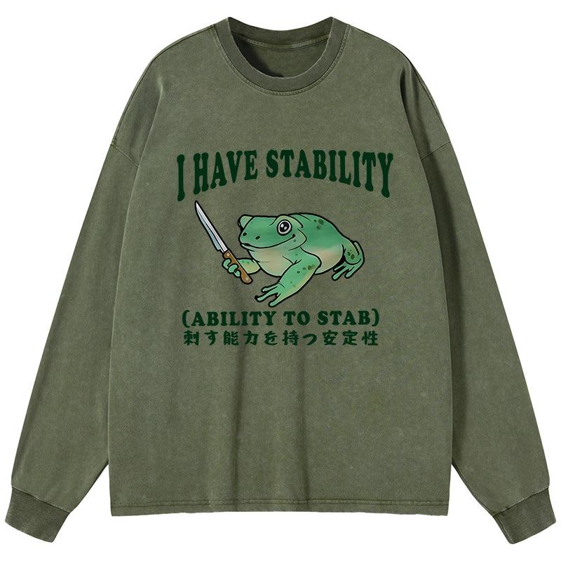 Tokyo-Tiger Mentally Stable Assassin Frog Washed Long Sleeve T-Shirt