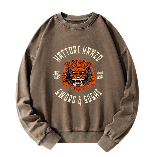 Tokyo-Tiger Japanese Hattori Hanzo Prints Washed Sweatshirt