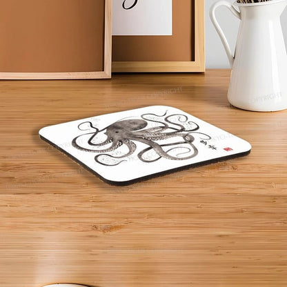 Tokyo-Tiger Octopus Japanese Calligraphy Coaster