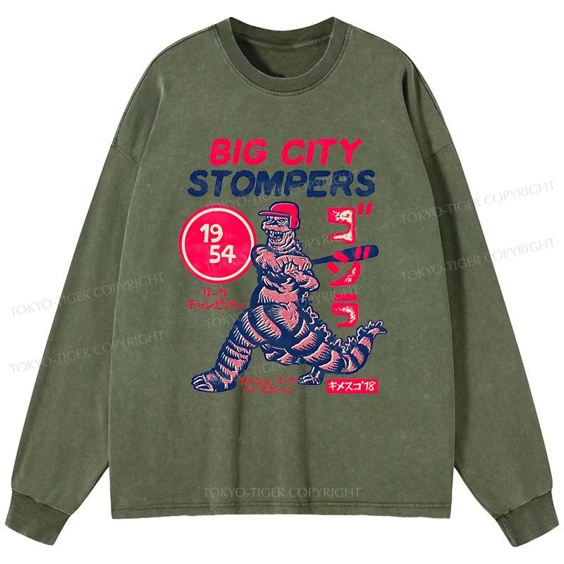 Tokyo-Tiger Big City Stompers Washed Long Sleeve T-Shirt