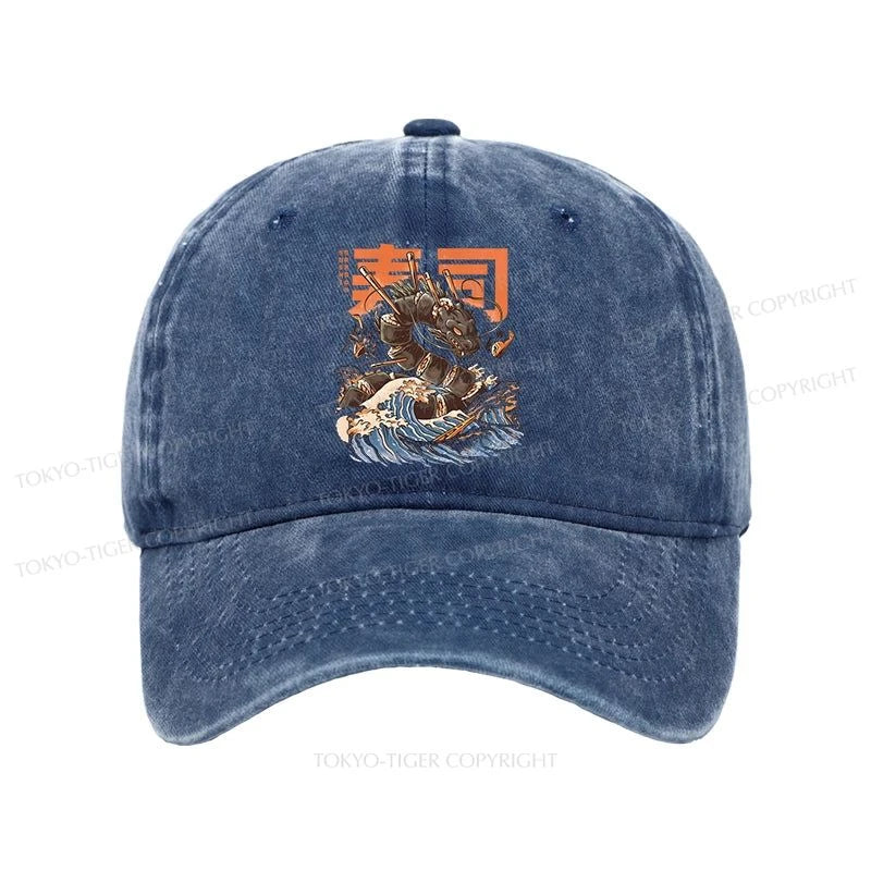 Tokyo-Tiger The Great Sushi Dragon Wave Washed Cap