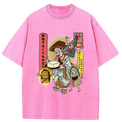 Tokyo-Tiger It's Okay Not to Be Yokai Funny Japanese Washed T-Shirt