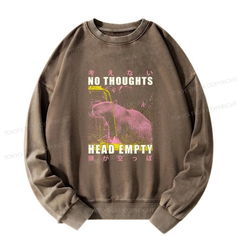 Tokyo-Tiger No Thoughts Head Empty Washed Sweatshirt