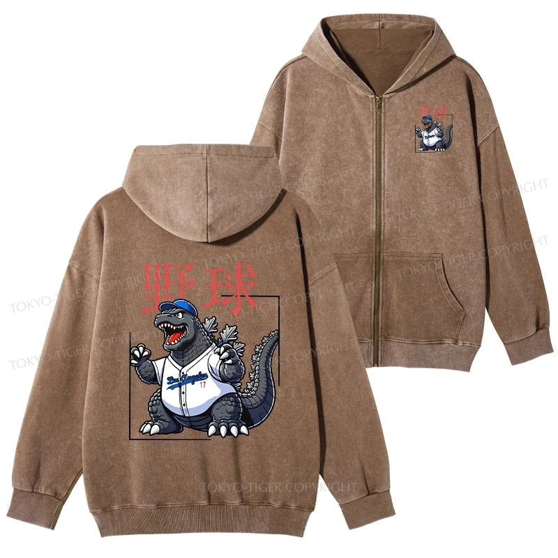 Tokyo-Tiger Baseball Is My Favorite Sport Washed Zip Hoodie