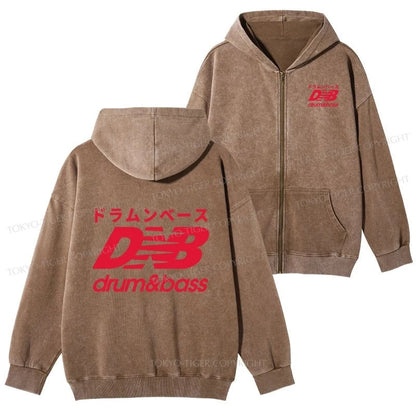 Tokyo-Tiger Drum And Bass Japan Washed Zip Hoodie