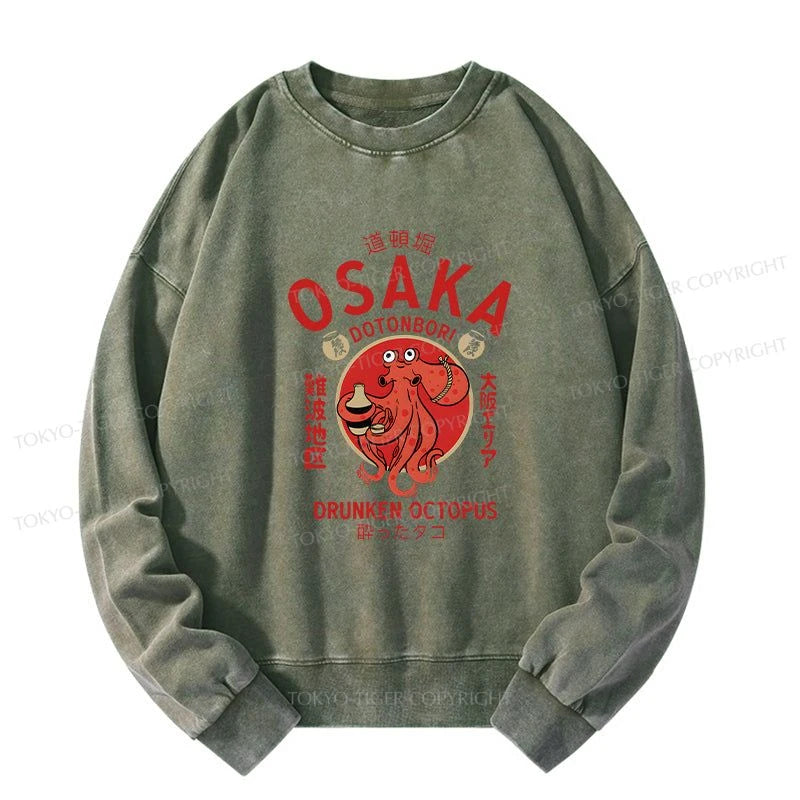 Tokyo-Tiger Drunken Octopus Japan Washed Sweatshirt