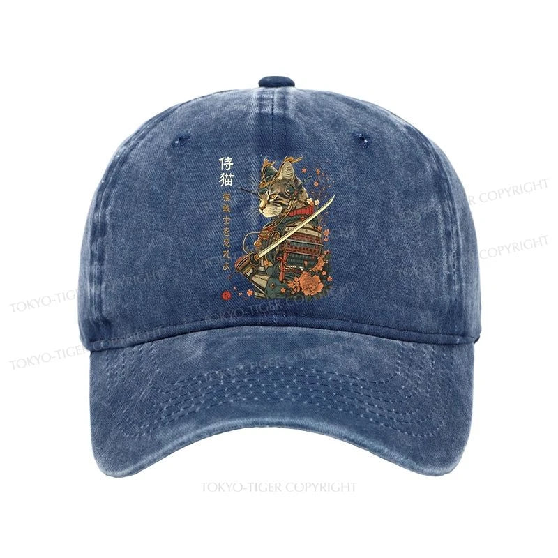 Tokyo-Tiger Cat Samurai Japanese Art Washed Cap